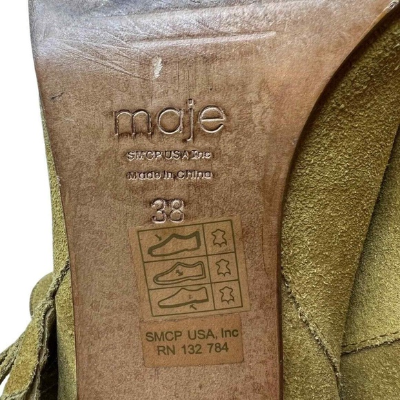 Maje Suede Tan Fringe Western Ankle Bootie Size 38 / 7.5 - Picture 10 of 12